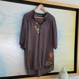 Urban Mango Sheer brown floral  long sleeve Tunic
